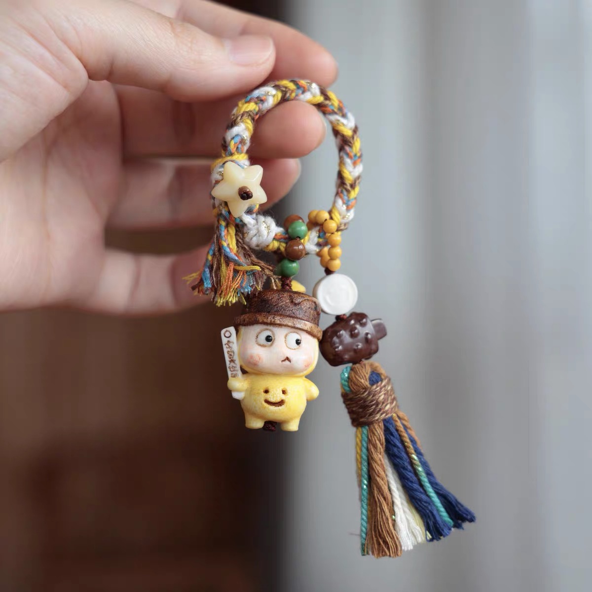 鹿角根付多宝包挂/钥匙扣diy手工编织手机链车挂万能挂件饰品