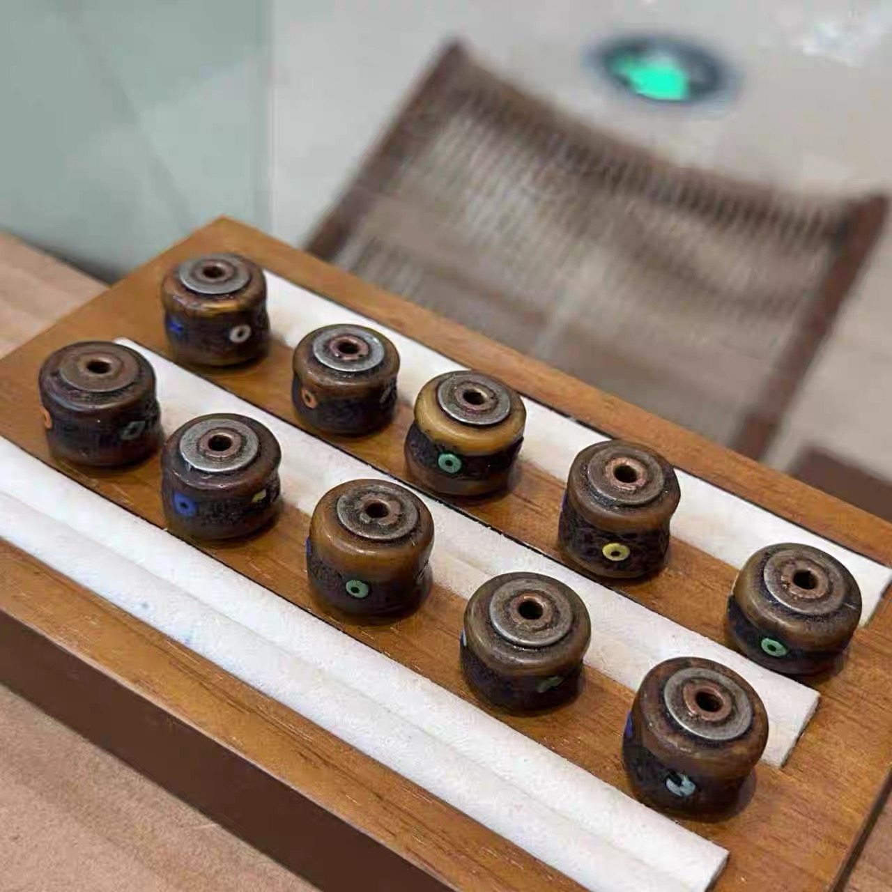 藏式文玩手工镶嵌铜牛骨大嘎巴隔珠散珠配件diy手串手链配饰配珠