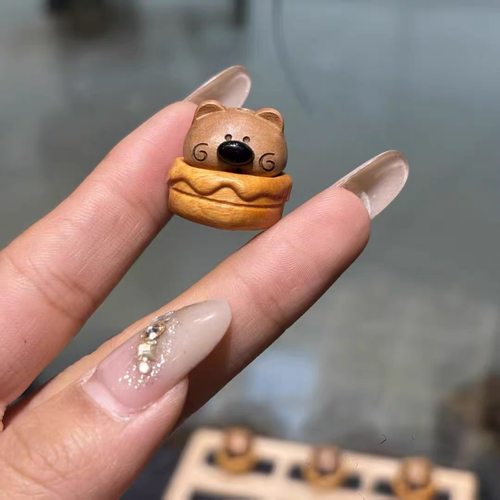 檀木汉堡熊DIY配件手工材料编绳手链挂件项链手串文玩配饰品