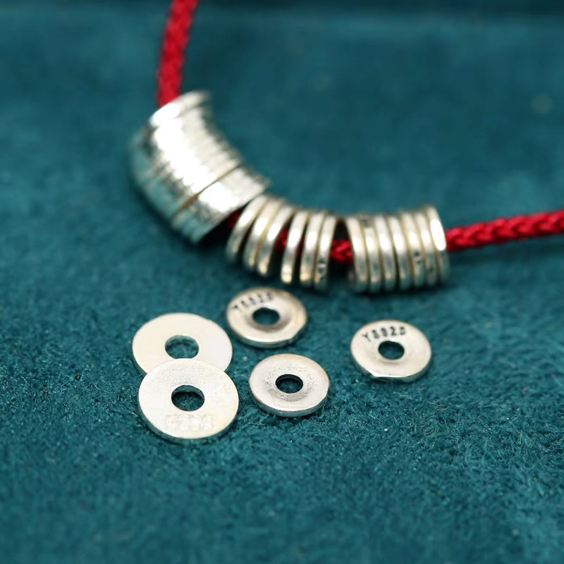 S925纯银素银光面直切隔片配珠diy文玩佛珠手串银色垫片配饰配件