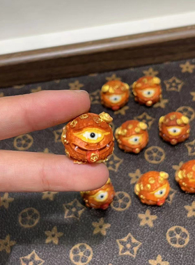 鹿角根付大眼怪吞金兽配件手工编织手绳项链文玩佛珠手串配饰