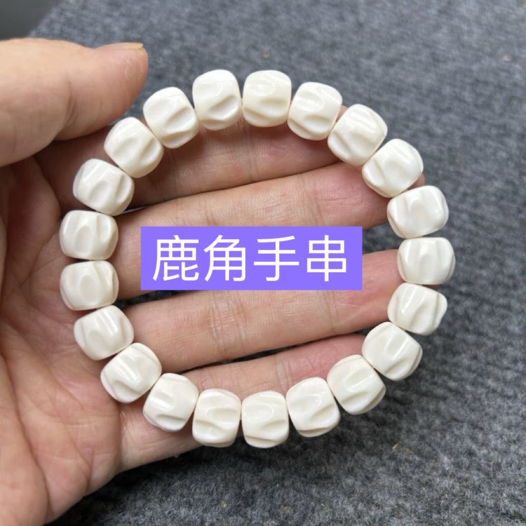 天然鹿角雕刻百香籽手串高油密鹿角骨108佛珠柏香籽手链文玩手串