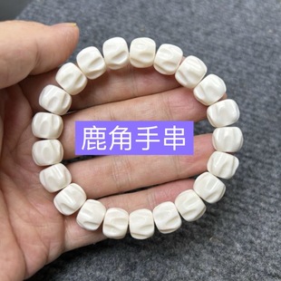 天然鹿角雕刻百香籽手串高油密鹿角骨108佛珠柏香籽手链文玩手串