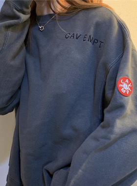 C.E 日系超火水洗深灰色圆领CE长袖CAV EMPT 19AW 套头秋冬卫衣男