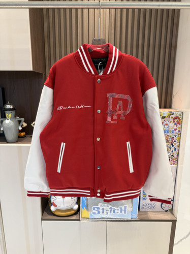 BrokenMoon珍珠烫钻字母棒球服