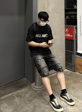 美式小众潮牌FAR Fxxx ARx水洗做旧手绘字母印花短袖男女宽松T恤