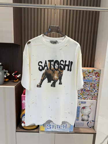 SATOSHINAKAMOTO铜牛泼墨T恤男