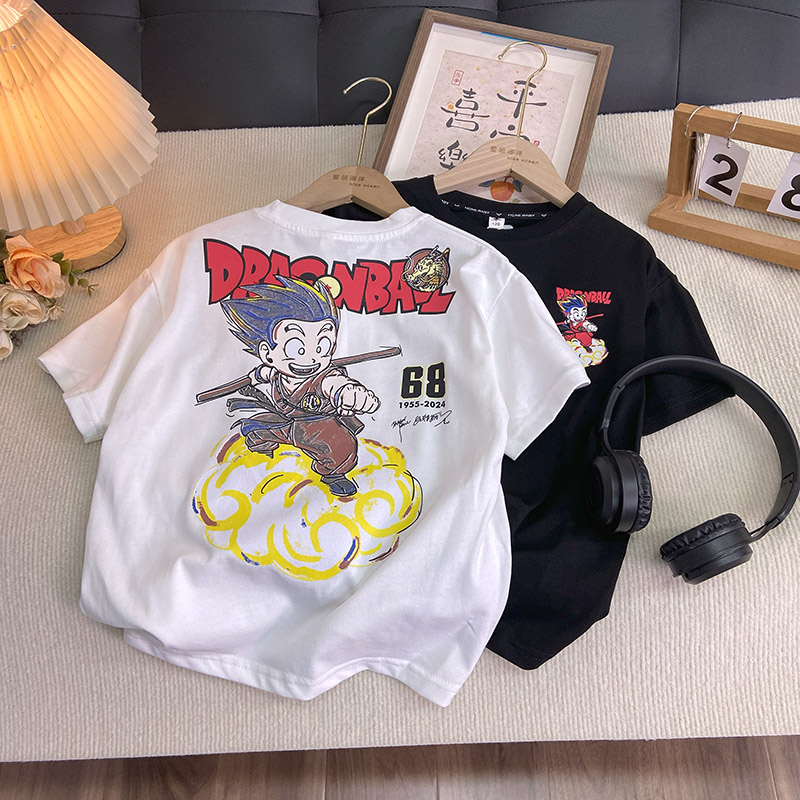 海洋家特价童装 男女童夏款短裤 儿童潮款卡通T恤 中大童棉布短衫