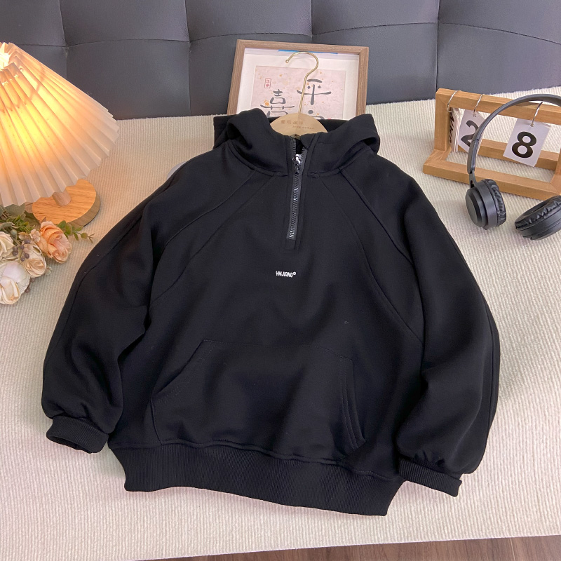 海洋家特价童装 儿童潮款长袖卫衣 中大童半开衫打底保暖上衣