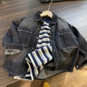 新款 男女童秋季 衬衫 儿童翻领拼接外套 海洋家特价 潮款 童装