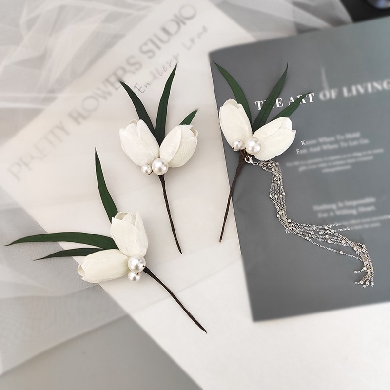 高级简洁丝绒新娘发簪头花