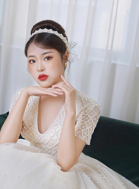 珍珠蝴蝶结手腕花新娘婚纱头饰