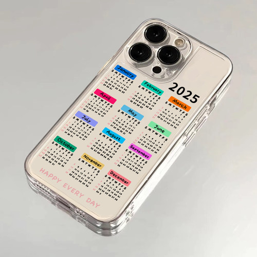2025日历适用iphone15手机壳苹果16promax保护套华为Pura70PRO透明vivox100小米14防摔oppo红米k70软荣耀200