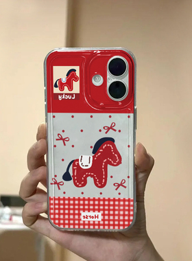 红色小马适用苹果17/16promax手机壳iPhone15华为mate60pro透明Pura70荣耀300女reno13保护套vivos20软小米17