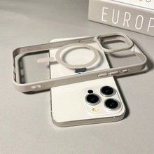 肤感磁吸钛金灰适用iphone15pro苹果13手机壳16promax透明14防摔15无线充电magsafe保护套16车载12亚克力简约