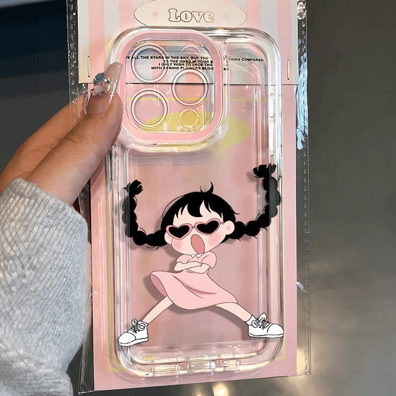 双马尾女孩适用iphone15promax手机壳苹果14/13保护套华为Pura70新款vivoX100小米14防摔oppo红米k70荣耀100