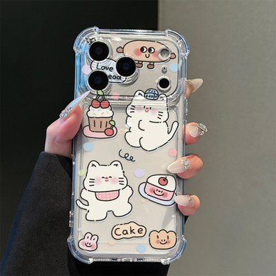 蛋糕cake小猫适用苹果17/16promax手机壳华为mate80pro透明Pura90荣耀600女OPPOReno15保护套VIVOX300小米17