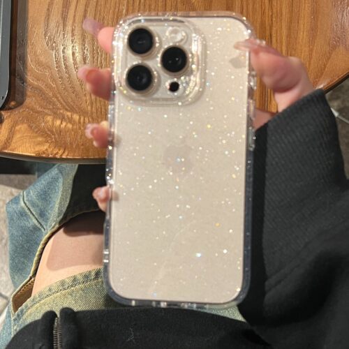 简约透明细闪适用苹果17promax手机壳16pro新款iphone15全包防摔13高级感奢华12闪粉女神气质14硅胶11保护套
