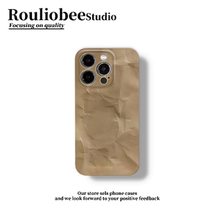 折皱牛皮纸适用苹果16promax手机壳iphone14PRO华为mate60pro新款Pura70荣耀300女reno13保护套vivos20小米15