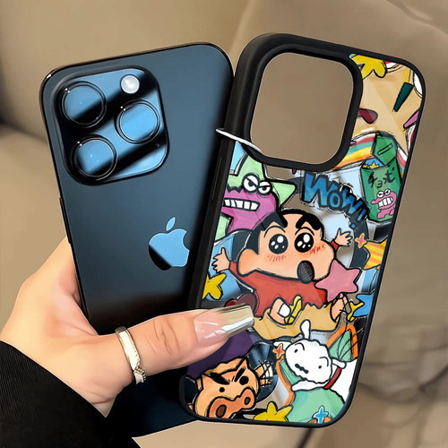 wow涂鸦小新适用苹果16promax手机壳iPhone15pro新款14创意13磁吸12小众11硅胶16pro软壳xr全包x防摔15保护套
