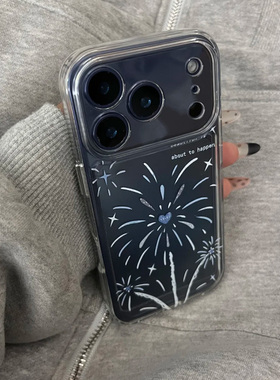 ins蓝色烟花适用苹果17/16promax手机壳iPhone15华为mate60pro透明Pura70荣耀300女reno13保护套s20软小米17