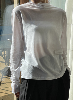 MACQNF正品2023经典时尚显瘦宽松百搭立领长袖T恤女MQ57128