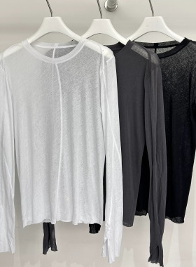 MACQNF22309MQ柔软舒适百搭宽松休闲圆领套头长袖T恤女