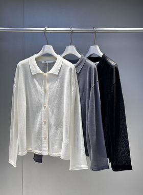 MQ/MACQNF80636新款2024时尚宽松显瘦翻领长袖防晒针织开衫女