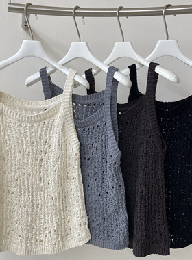 MACQNF89623MQ针织吊带背心女镂空设计感复古无袖上衣