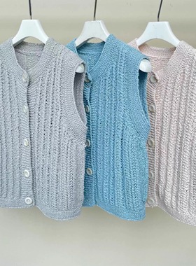 MACQNF29516MQ单排扣针织马甲女小个子洋气独特别致坎肩毛衣马夹