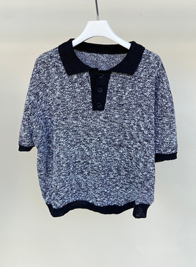 MACQNF29510MQ高品质三粒扣套头衫女休闲减龄半开扣翻领针织短袖