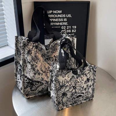 新款 大容量单肩手提包女2024帆布包女ins百搭购物通勤托特包女包