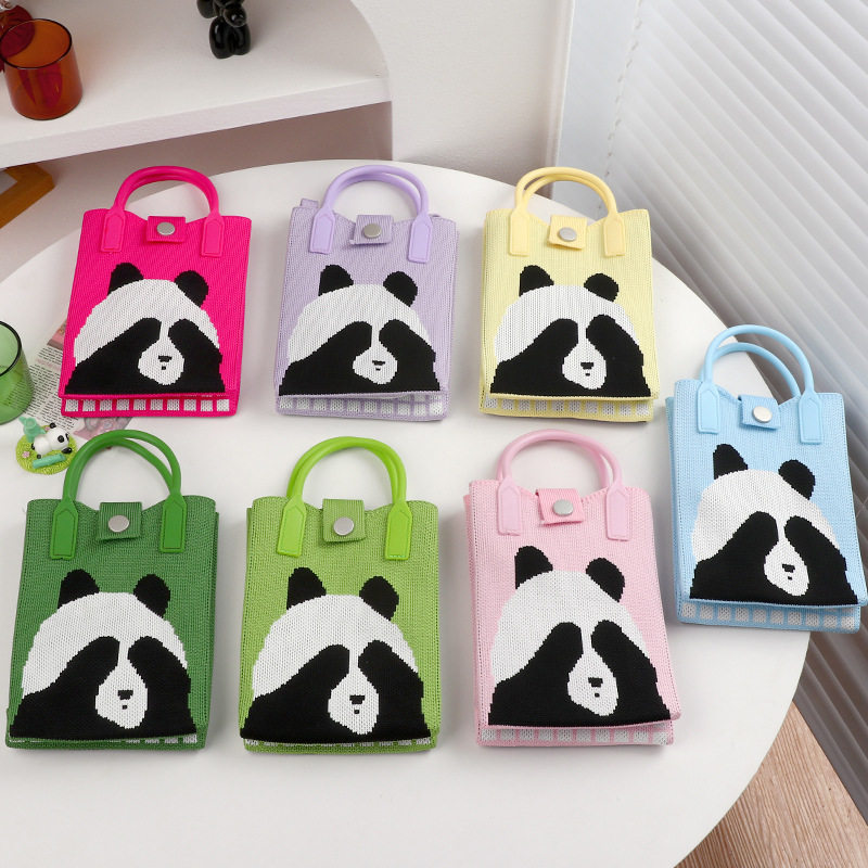 2024新款迷你小包可爱熊猫爷爷手提包小众针织手机零钱包女潮流