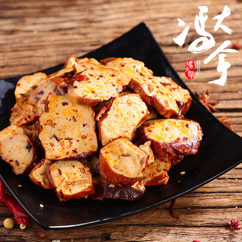 冯大拿东北特产豆制品素食豆干香干素鸡素肉麻辣豆腐零食268g辣饼 - 封面