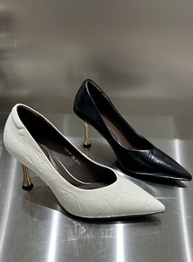 欧洲站2026春款新款真皮尖头浅口通勤高跟鞋女时尚纯色细跟单鞋