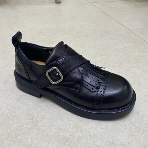 欧洲站头层小牛皮乐福女款软皮舒适2026英伦风真皮黑色小皮鞋单鞋