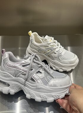 欧洲站厚底老爹鞋女款夏季增高网面透气休闲鞋薄款超轻软底运动鞋