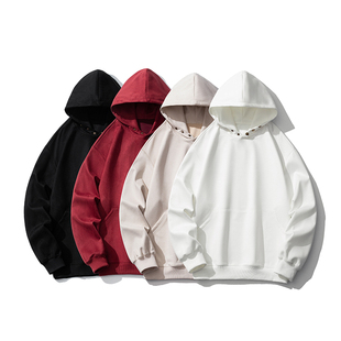 「设计师品牌」卫衣男士纯色简约六色宽松连帽秋季复古风男衣服