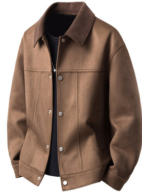 「设计师品牌」 2026新款春季麂皮绒夹克男士外套