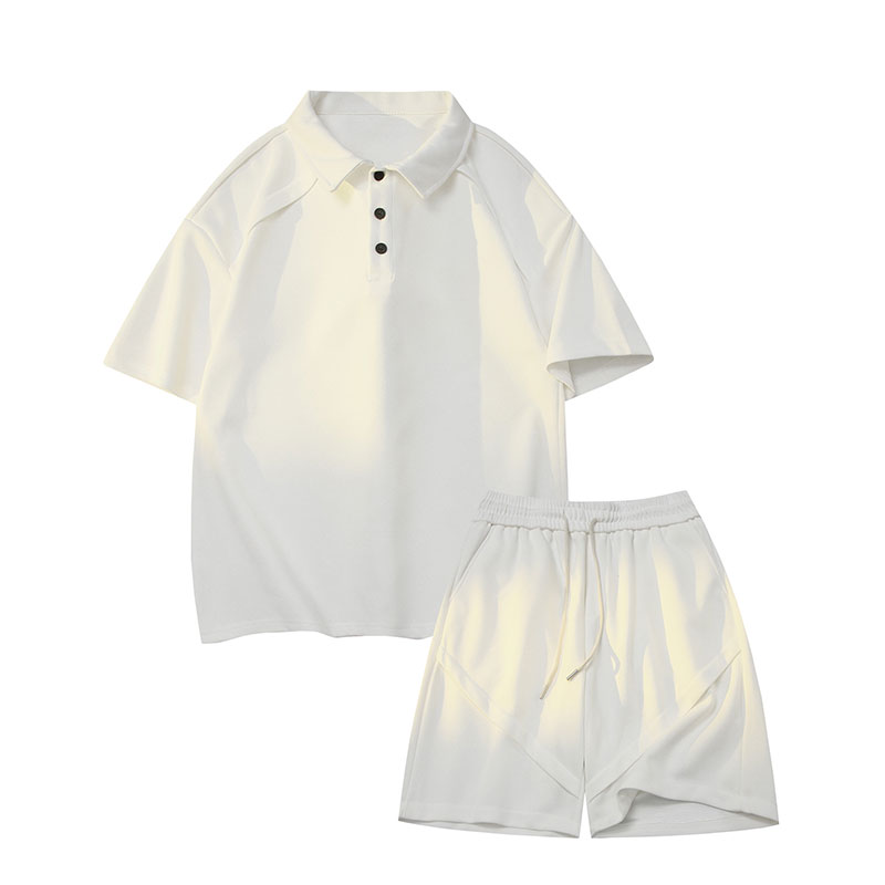 「设计师品牌」日系polo衫拼接T恤套装T3644