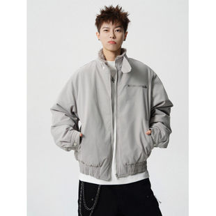 「设计师品牌」冬季男士毛领哈灵顿棉服短款加厚棉衣外套