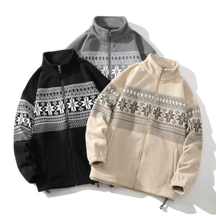 「设计师品牌」 情侣拉链开衫摇粒绒印花卫衣宽松百搭外套