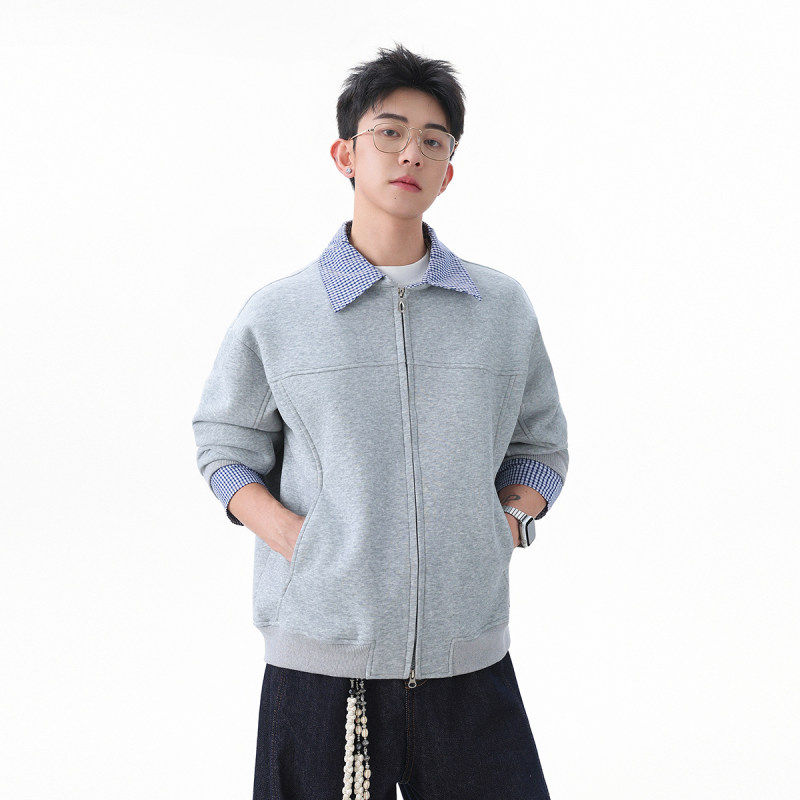 「设计师品牌」重磅320克 长袖尖领夹克卫衣外套秋季