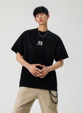 「设计师品牌」2026新款潮牌短袖宽松韩版印花扎染工艺T恤T