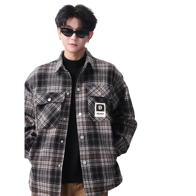 「设计师品牌」夹克男秋冬季新款港风宽松加厚泥料外套上衣