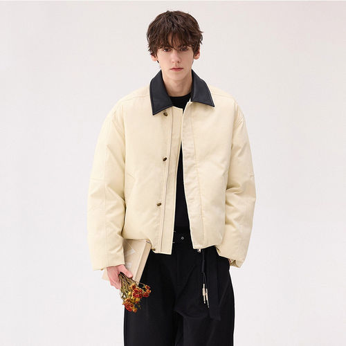 「设计师品牌」顽皮领加棉加厚夹克棉衣男