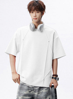 「设计师品牌」230克重磅凉感宽松美式高街麂皮绒短袖T恤