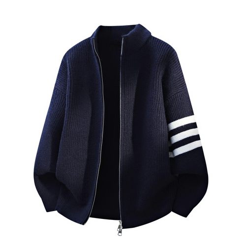 「设计师品牌」秋季新款时尚针织开衫男长袖三条杠开衫毛衣针织衫