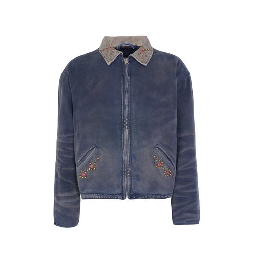 「设计师品牌」秋冬新款个性设计高级感牛仔拼接钉珠外套