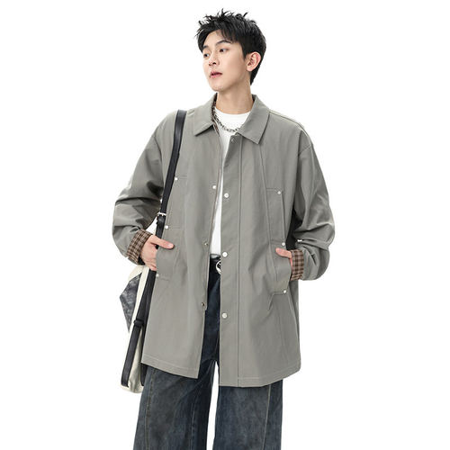「设计师品牌」风衣外套男2025秋款高级中长款夹克休闲宽松大衣